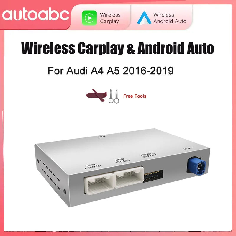 AUTOABC New Wireless CarPlay for Audi A4 B9 A5 2015-2019 Android Auto Mirror Link AirPlay