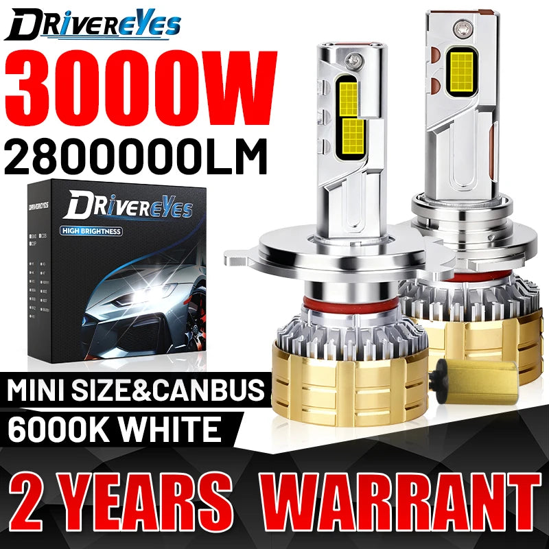 3000W H7 H4 Car LED Headlight Canbus 9054 CSP Chips H1 H8 H9 H11 9005 HB3 9006 HB4 H1 Auto