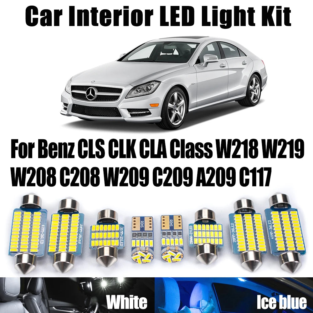 LED Interior Light Kit for Mercedes Benz CLS CLK CLA Class W218 W219 W208 C208 W209 C209 A209 C117 Reading Map Bulbs ...