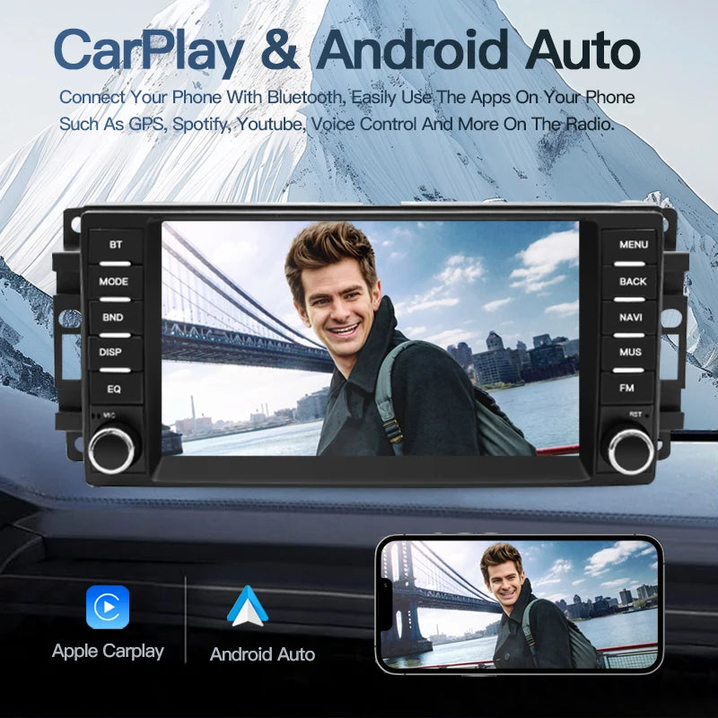 SZLELV Car Radio Carplay Android 15 Auto Multimedia Video For JEEP Compass Grand Cherokee