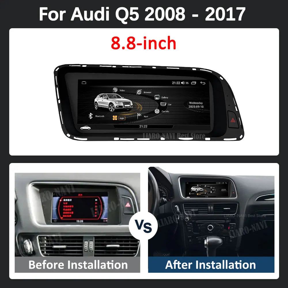 Android 16 for Audi Q5 2008 - 2017 HD Screen Car Radio Video Multimedia Player 8.8 inch BT