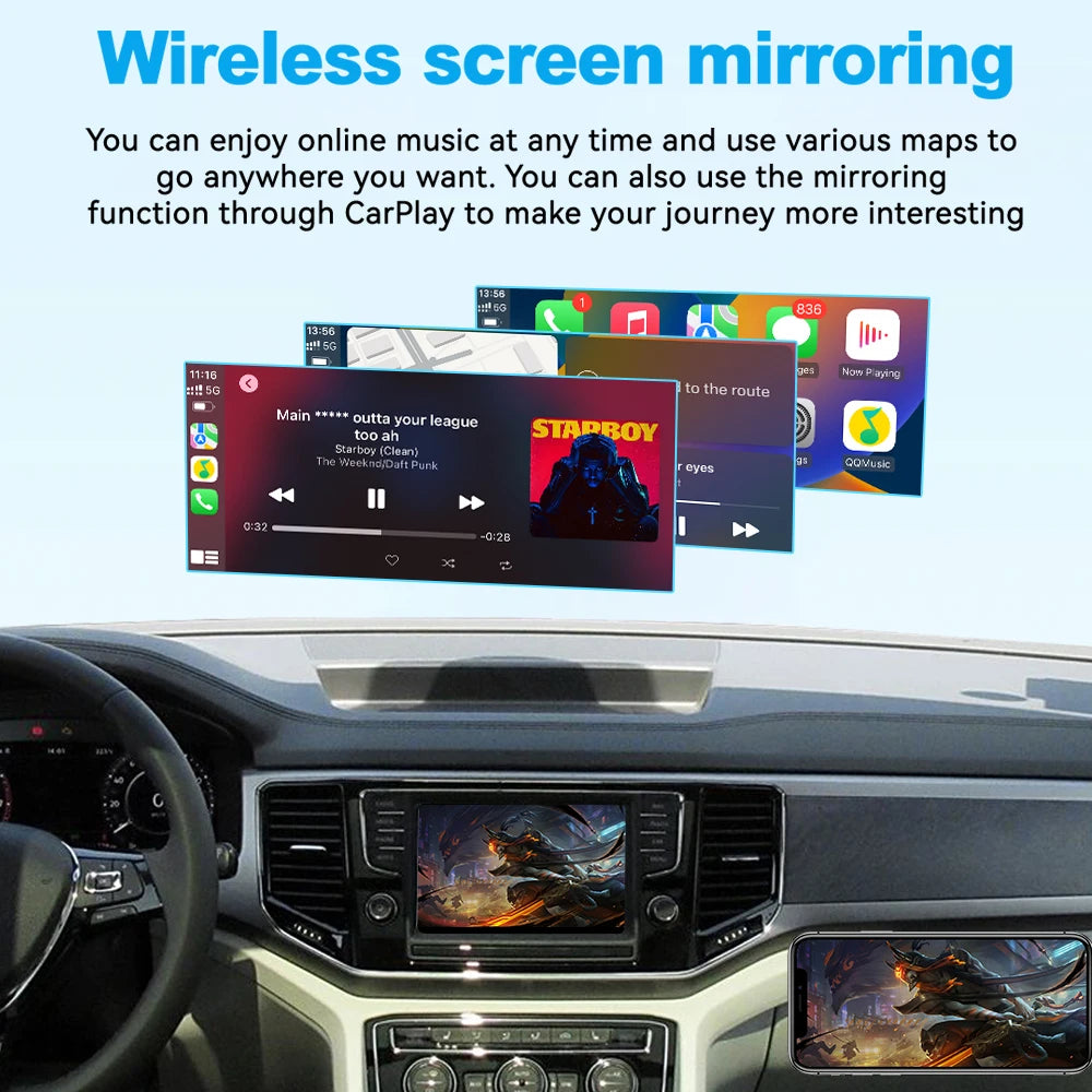 12.3" Wireless CarPlay Android Auto Interface for Volkswagen MIB Tiguan Golf Teramont 2012-2017 - Mirror-Link AirPlay