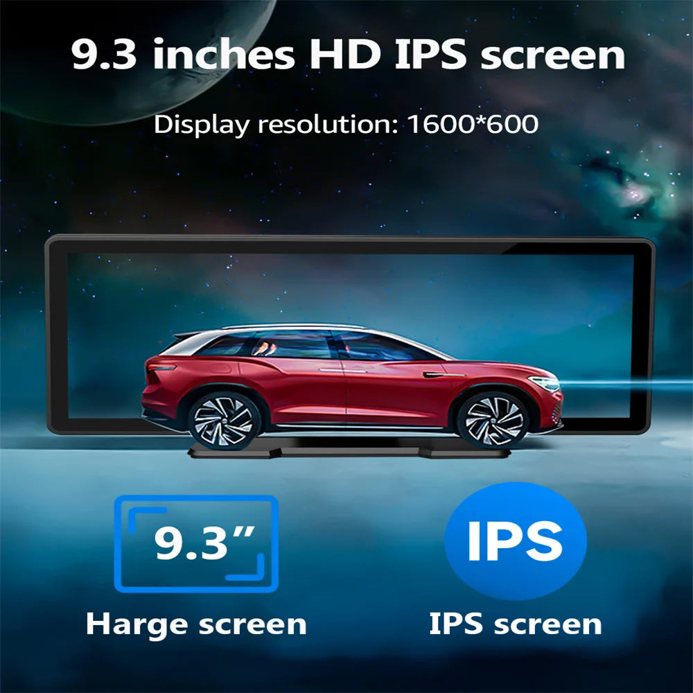 Portable 9.3" IPS Screen Multimedia Player Compatible with Wireless CarPlay Android Auto M