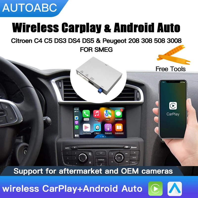 AUTOABC Wireless Carplay and Android Auto module for Peugeot 208 308 508 3008 C4 DS3 DS4 D | AUTOKITSHOP