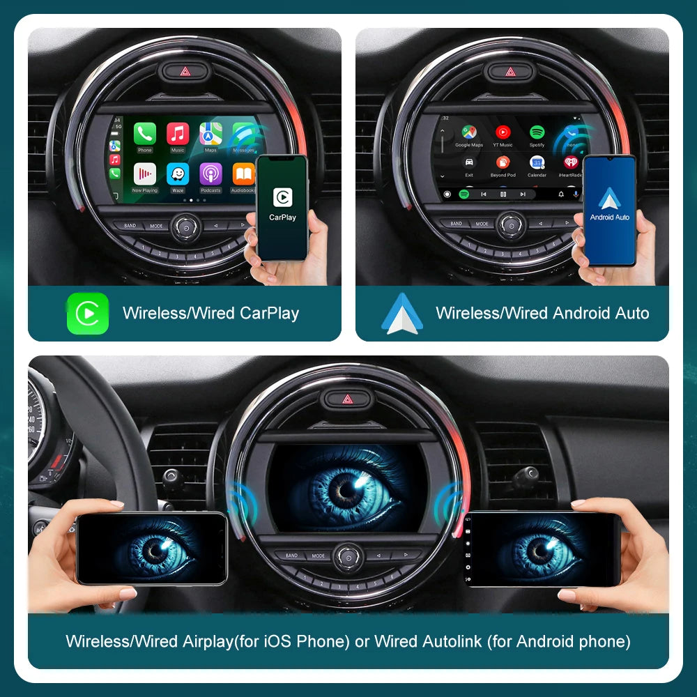 RoadTop Wireless CarPlay Android Auto for Mini R55 R56 R57 R58 R60 R61 F54 F55 F56 Clubman