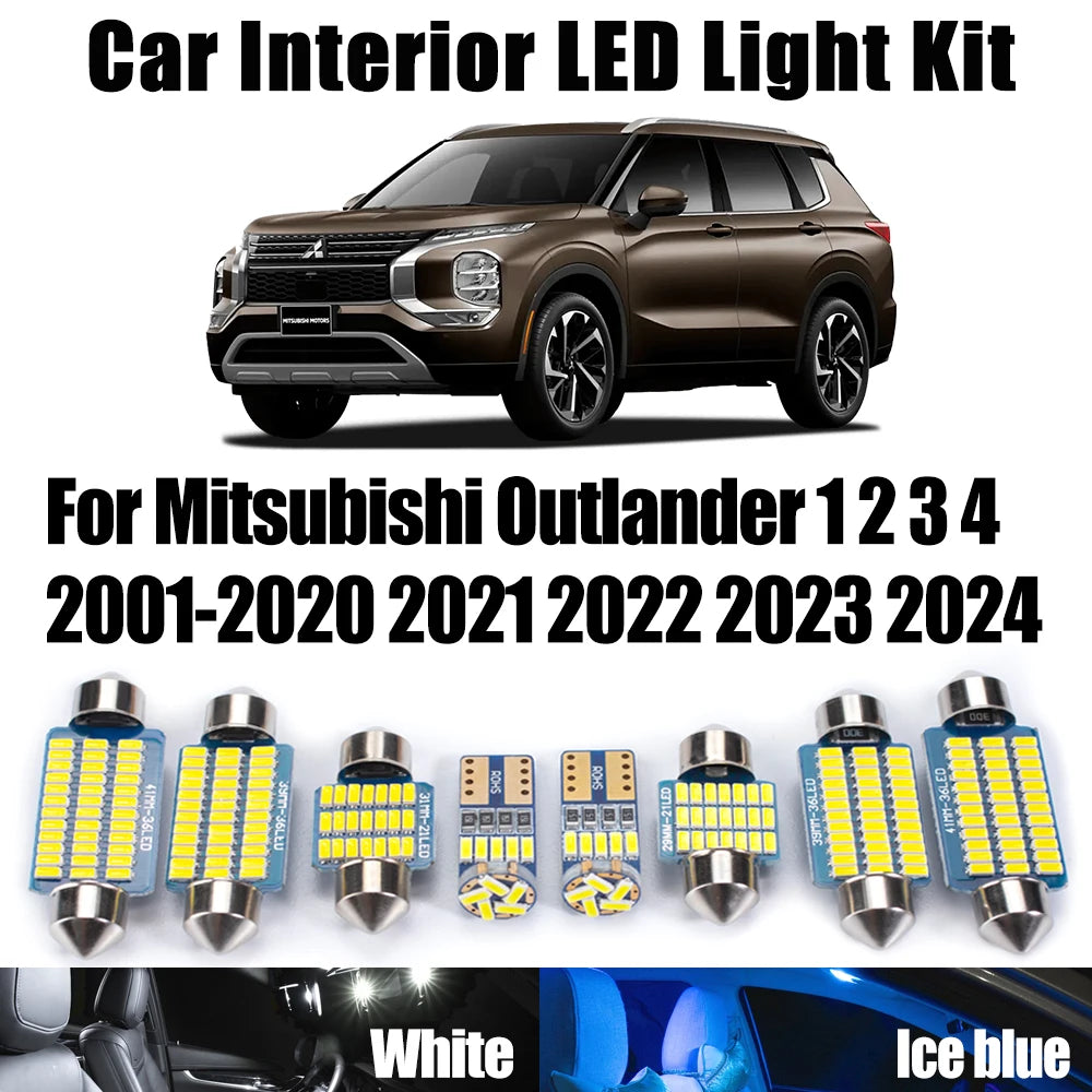 LED Interior Light Kit for Mitsubishi Outlander 1 2 3 4 2001-2016 - Canbus Dome Map Door Trunk Bulbs | AUTOKITSHOP