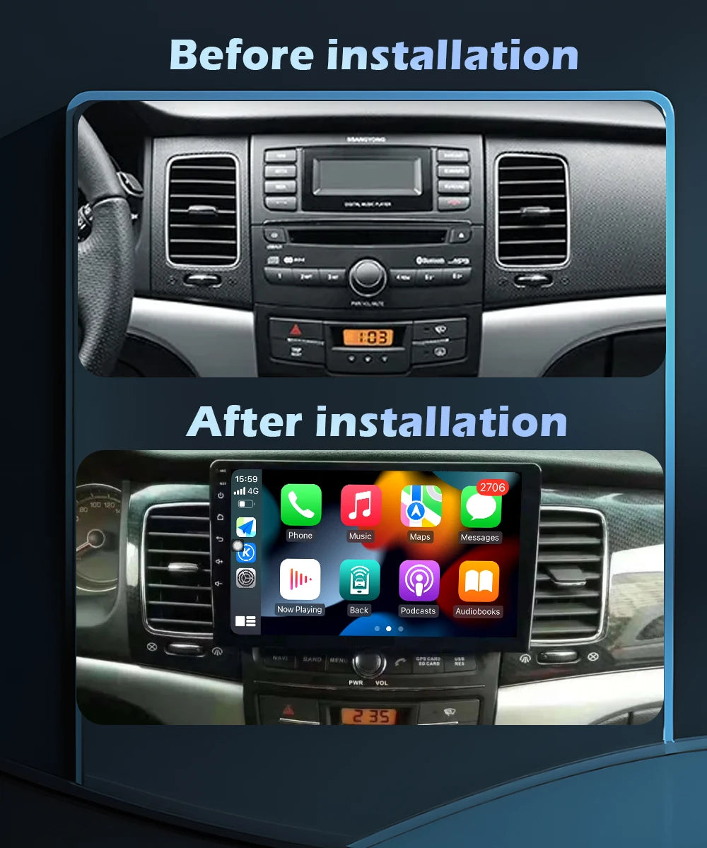Wireless CarPlay Navigation GPS Android 16 For SsangYong Korando 3 Actyon 2 2010 - 2013 Ca