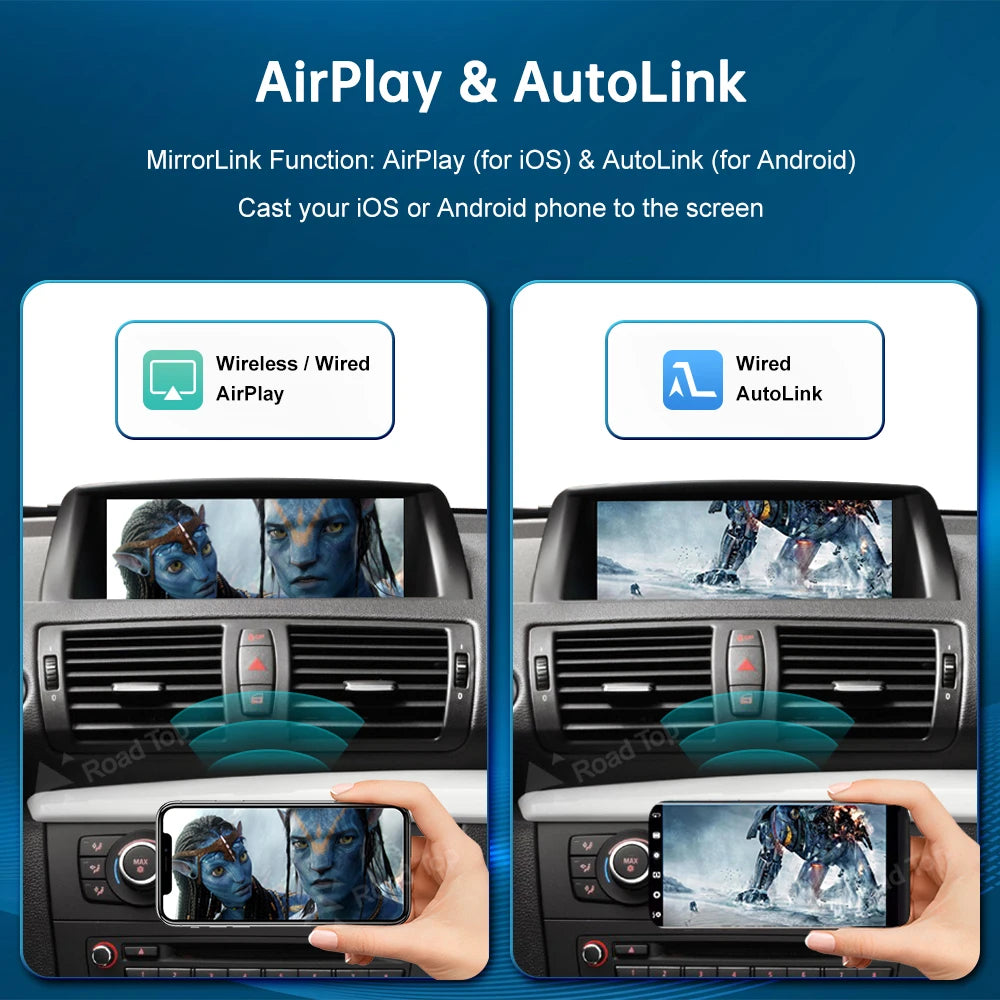 Road Top Wireless CarPlay Android Auto for BMW Series 1 E81 E82 E87 E88 CIC 2008-2012 with | AUTOKITSHOP
