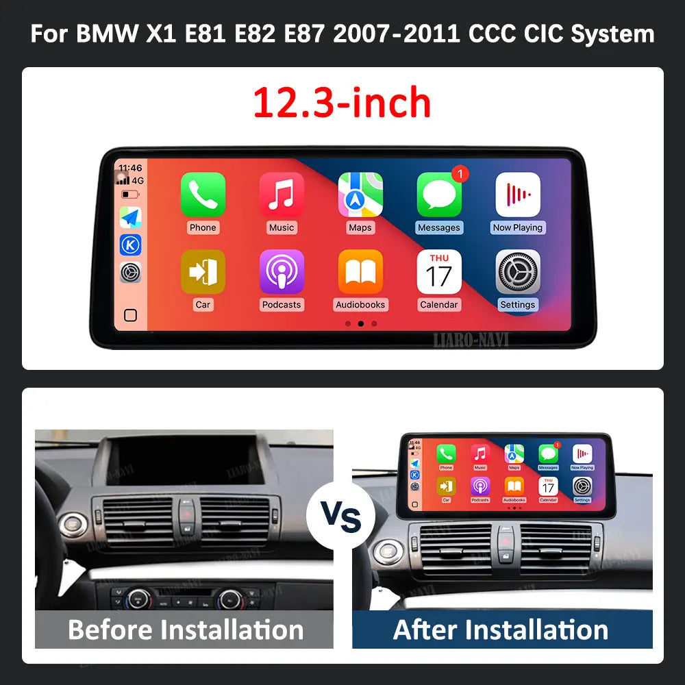 Carplay Android 16 for BMW X1 E81 E82 E87 2007 - 2011 CCC CIC System Navi GPS Car Video Mu