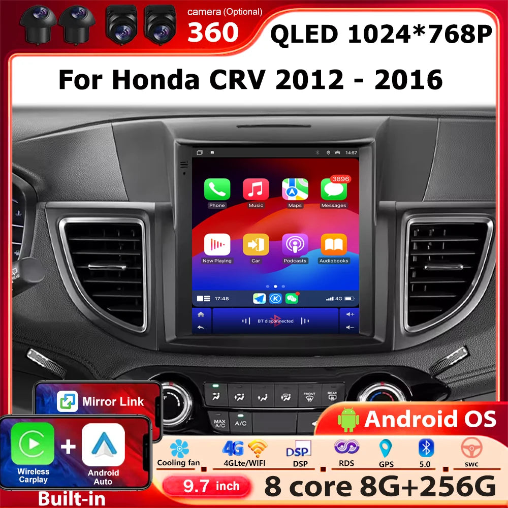 Wireless Carplay For Honda CRV 2012 - 2016 Android 16 Auto Car Radio Multimedia Player GPS
