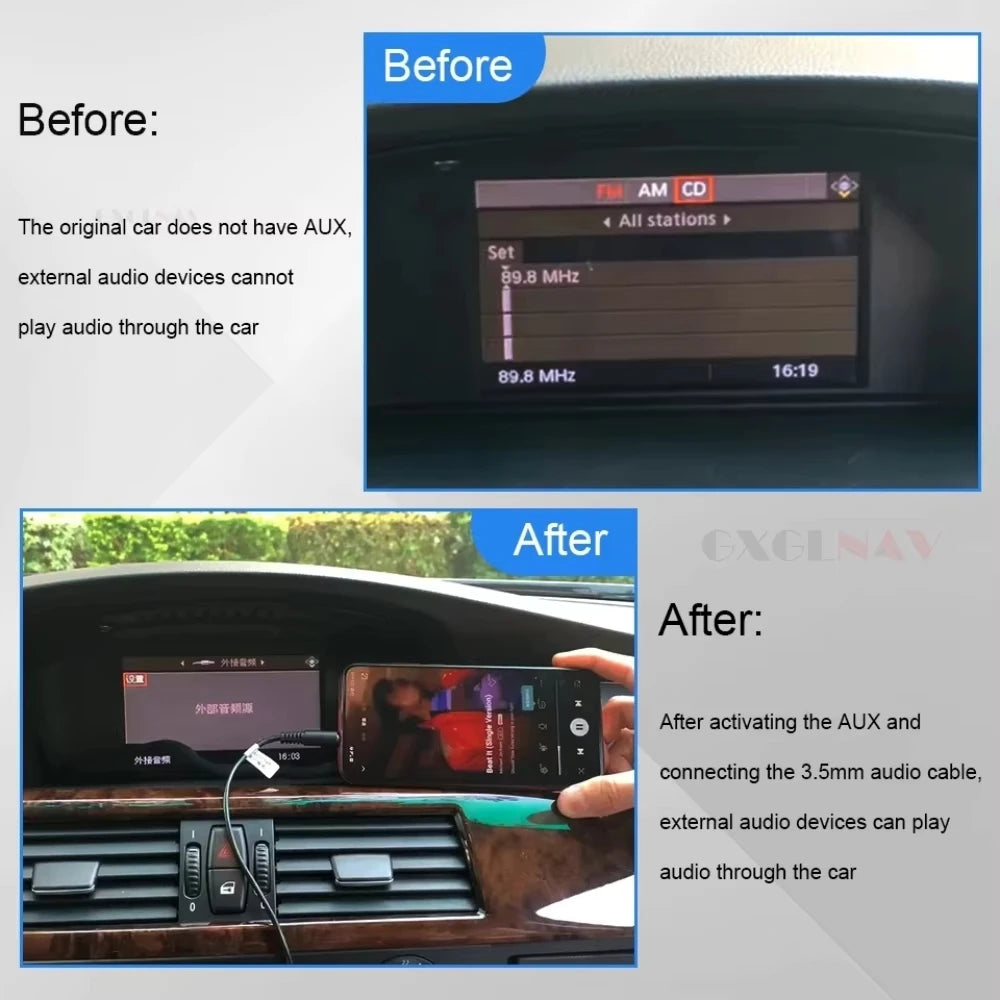 Car AUX Activator For BMW 5 Series E60 E61 E63 E64 CCC 2006 2007 2008 2009 2010 Fit For Or