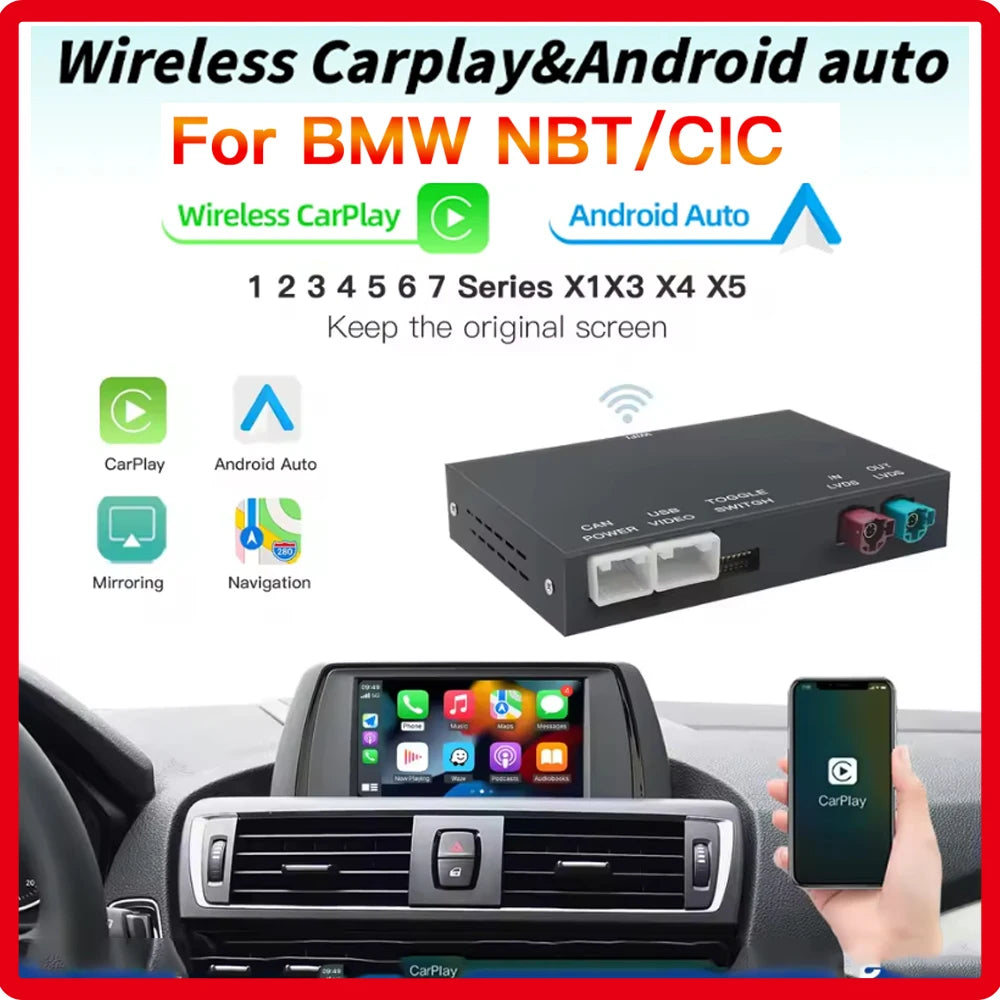 Wireless carplay Android for BMW 3 5 7 X1 X3 X4 X5 X6 CIC system E60 F10 F11 F07 F01 E84 F