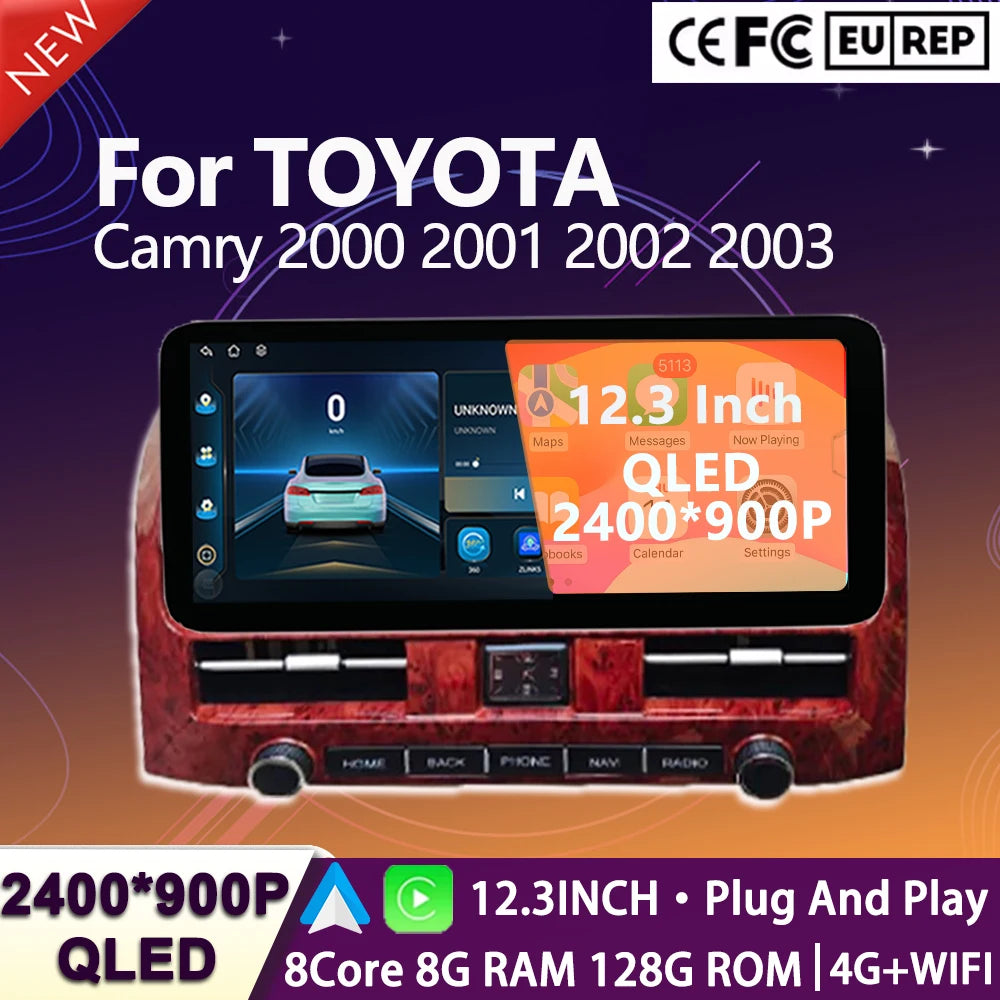Car Radio For TOYOTA Camry 2000 2001 2002 2003 Navigation GPS Wireless Carplay Bluetooth W | AUTOKITSHOP