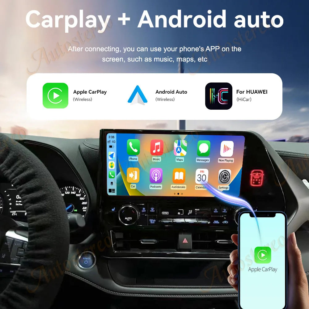12.3 Inch Android 14 Car Radio For Toyota Crown Kluger 2022-2024 Car Tape Recorder GPS Nav