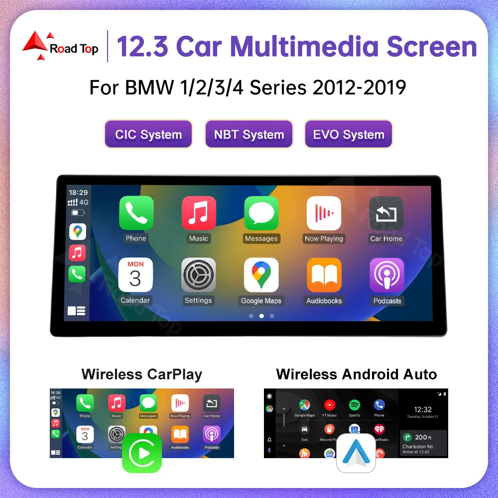 Design Android Auto Touch Screen For BMW 1 2 3 4 Series F20 F21 F30 F31 F36 Wireless Carpl | AUTOKITSHOP
