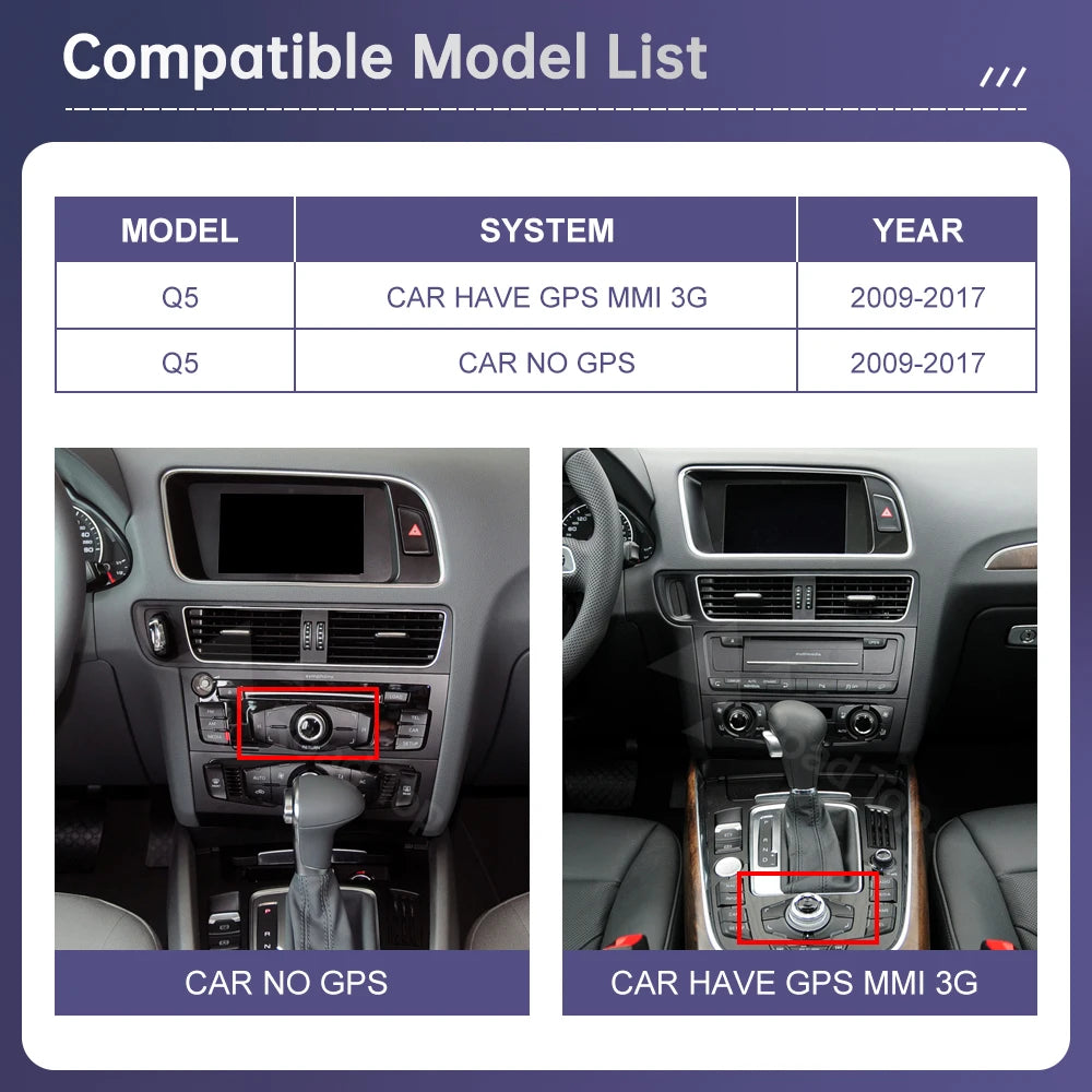 8.8/12.3" Linux Car Radio Multimedia Screen For Audi Q5 2009-2017 with Wireless CarPlay An | AUTOKITSHOP