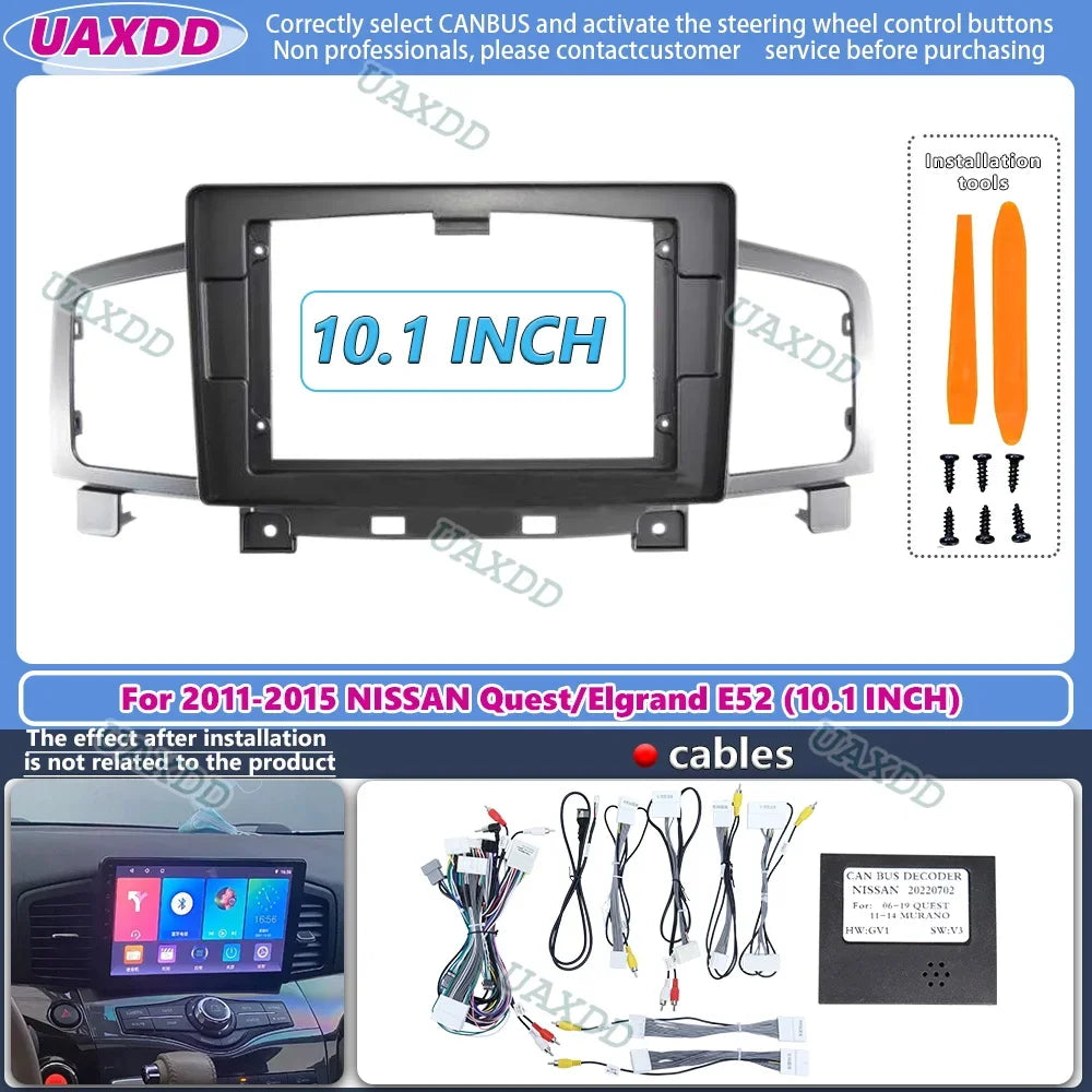 Car Radio Fascias Frame For Nissan Quest Elgrand E52 2011-2015 10.1 inch Stereo Panel Wiri