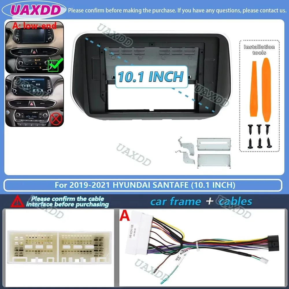 For 2019-2021 Hyundai SANTAFE 10.1inch 2 Din Car stereo radio Android frame panel fascia c