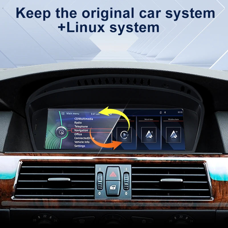 Factory Price Wireless Carplay Android Auto 8.8" Screen For BMW 3/5 Series E60 E61 E90 E91