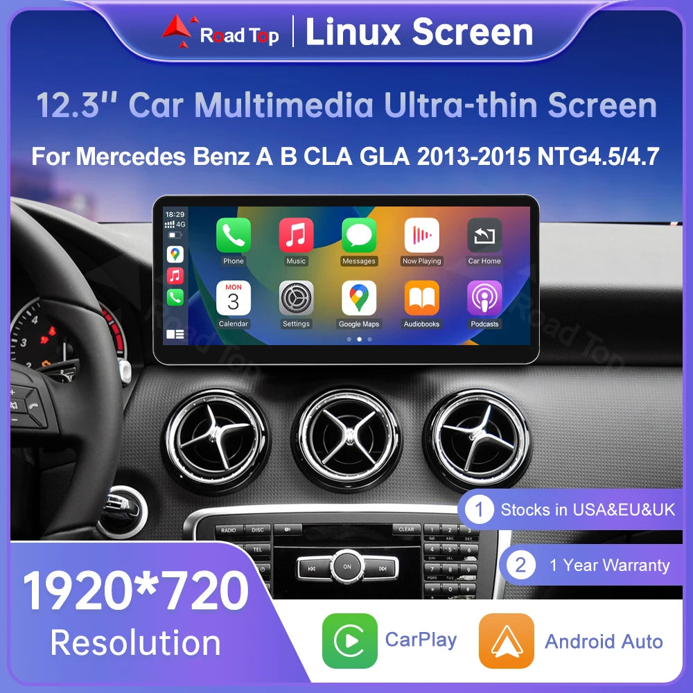Road Top Ultra Thin Screen for Mercedes Benz A Class W176 CLA GLA B Class W246 NTG4.5 Wire