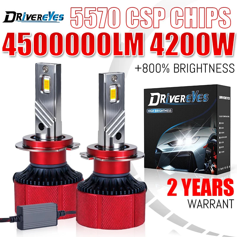 4500000LM H4 H7 LED Headlights Canbus H11 H1 H8 9005 HB3 9006 HB4 9012 HIR2 Silent Fan 557