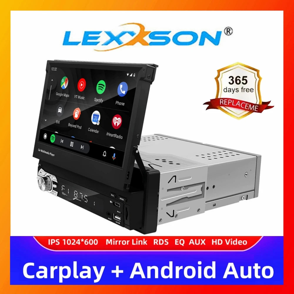 Carplay Android Auto Universal 1 Din MP5 Player 7 Inch Retractable Touch Screen Car Player | AUTOKITSHOP