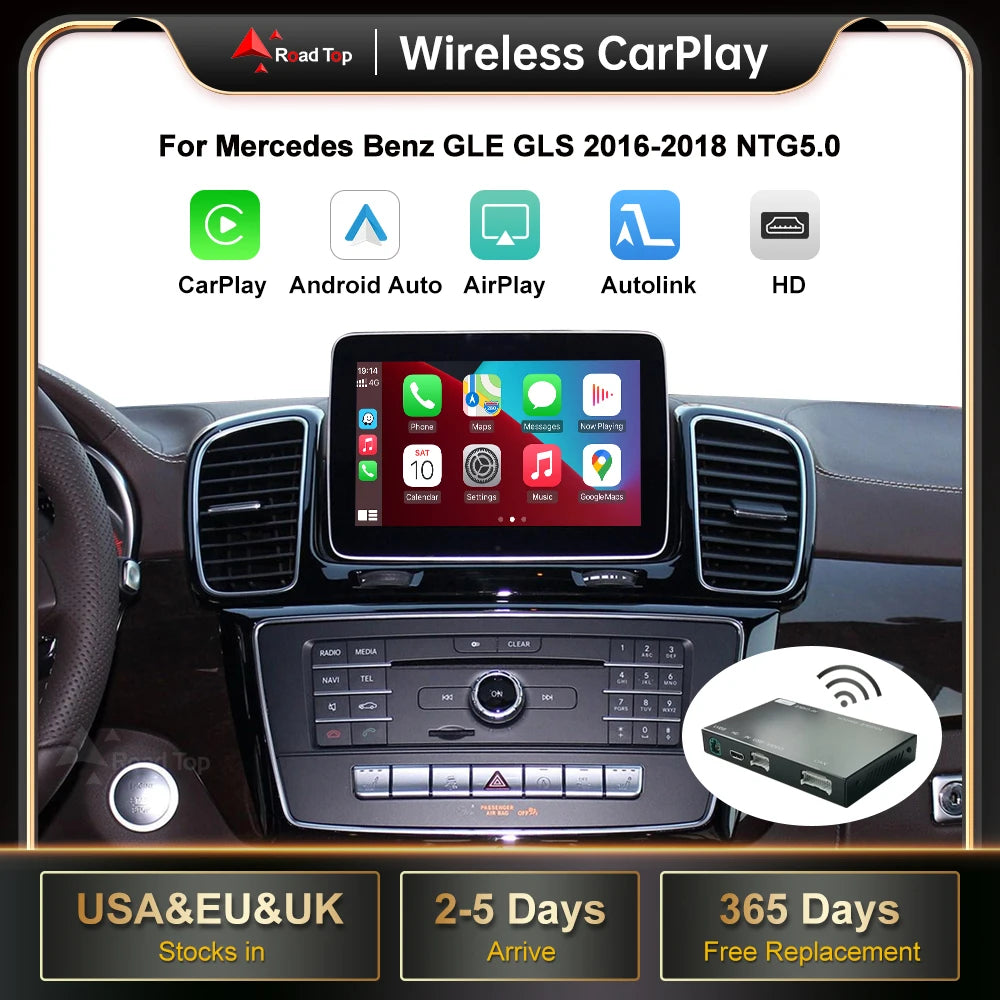 Wireless CarPlay for Mercedes Benz GLE GLS 2016-2018, with Android Auto Mirror Link AirPla