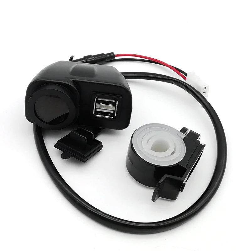 12V Dual USB Charger LED Digital Voltmeter & Thermometer For Motorcycle Scooter