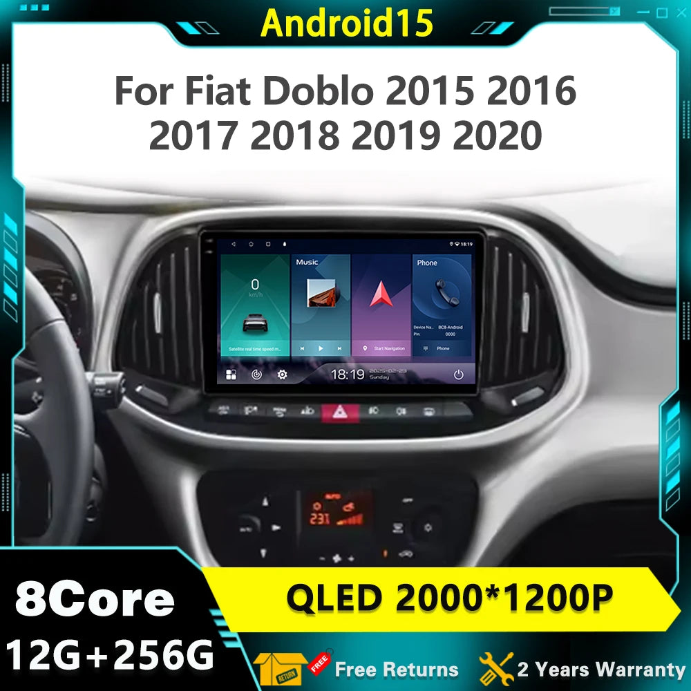 Android 15 For Fiat Doblo 2015 2016 2017 2018 2019 2020 carplay GPS Car Radio Multimedia V