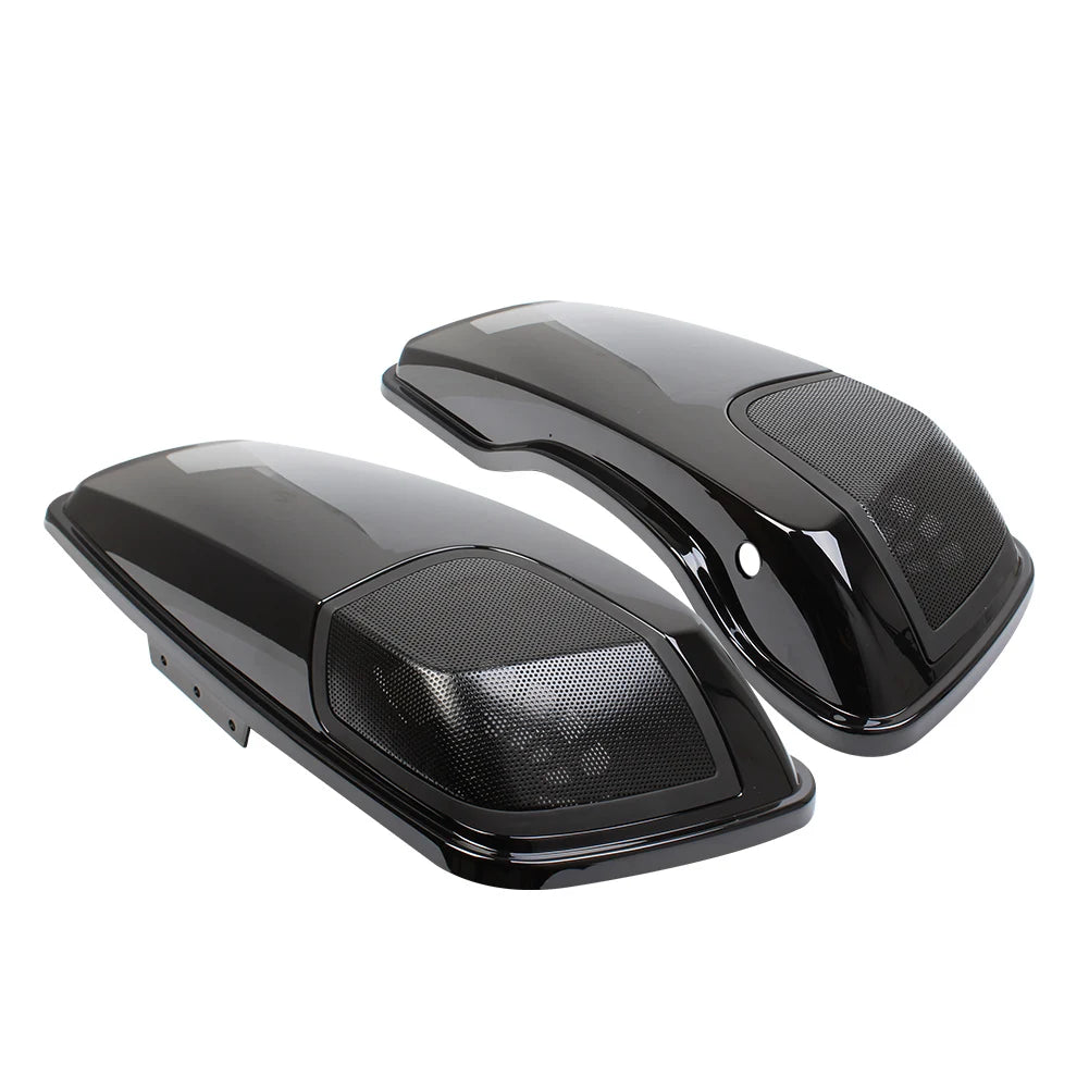 Gloss Black Motorcycle Saddlebag Speaker Lid Cover For Harley Touring Road King Electra Street G - Automotive LED Light