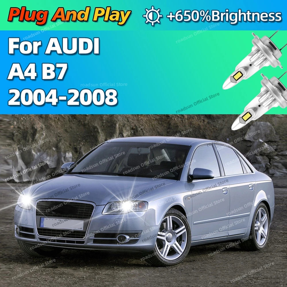 2/4Pcs High Power Headlight Car LED Lights Bulbs 160W Plug and Play For AUDI A4 B7 2004 20