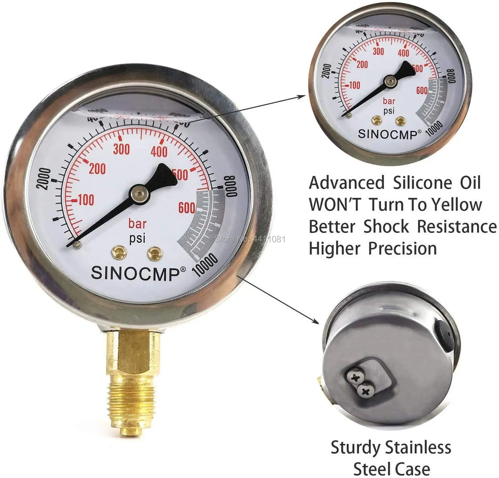 1set Hydraulic Test Gauge Kit for Excavators Pressure Gauges Kit Upgraded Version 25Mpa/40
