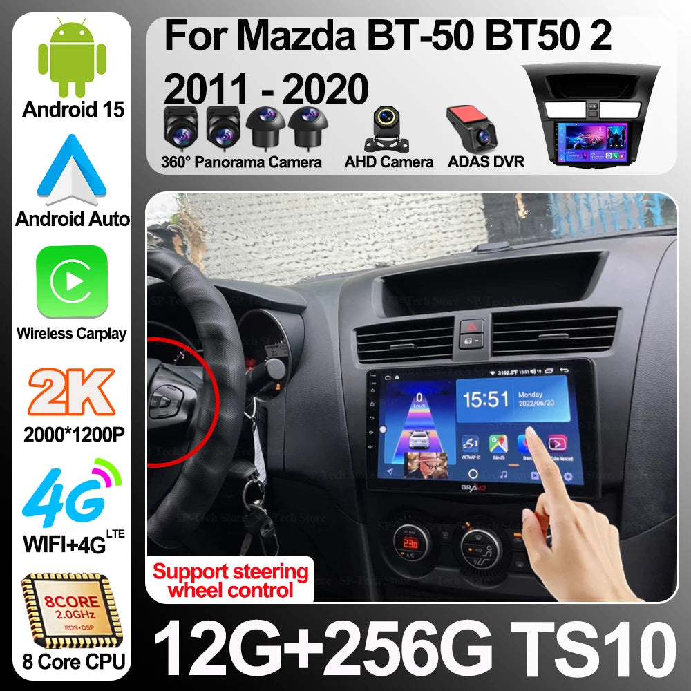 Android 16 Carplay For Mazda Bt-50 Bt50 2 2011-2020 Car Radio Stereo Player Auto Gps Multi | AUTOKITSHOP
