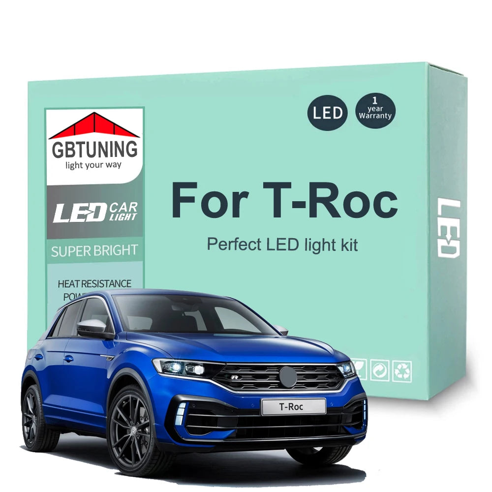 8-Piece LED Interior Light Kit for Volkswagen VW T-ROC TROC T ROC A11 - Canbus Error-Free Bulbs | AUTOKITSHOP