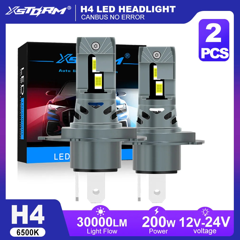 XSTORM 30000LM 200W H7 LED Headlight H11 H1 H3 Light Bulbs for Car H4 LED Canbus With Fan Turbo Lights 6500K Headlamp 12V-24V
