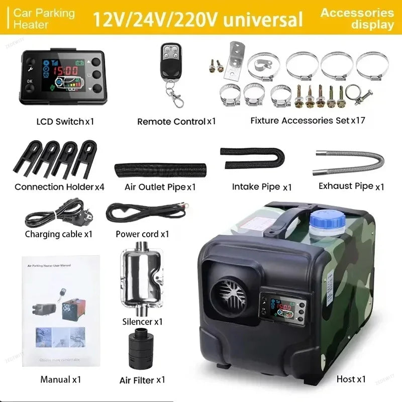 Aluminum Housing 5KW Diesel Parking Heater 12V24V220V Multi Voltage Defrosting LCD Display Wirel - Automotive LED Light