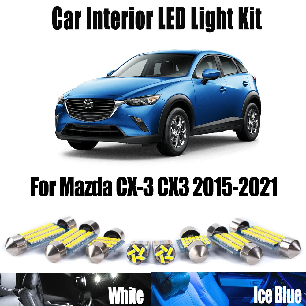 10-Piece LED Interior Light Kit for Mazda CX-3 CX3 2015- 2018 - Canbus Dome Map Door Trunk Bulbs | AUTOKITSHOP