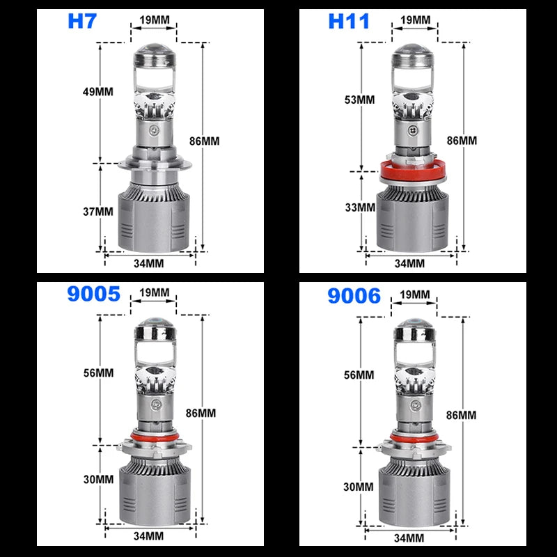 H7 H11 LHD LED Headlight Mini Lens Projector 9005 Car Headlight Bulb Canbus Lamp 6000K For