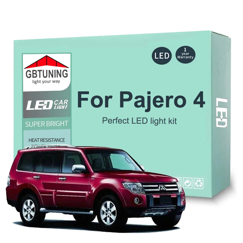 15-Piece LED Interior Light Kit for Mitsubishi Pajero Montero Shogun 4 MK4 V93 V97 V98 2007-2021 - Canbus Dome Map Do...