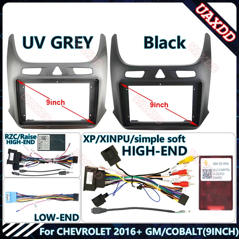 For Chevrolet 2016 GM Cobalt 9 Inch UV Grey Car GPS CD Player Radio Android Stereo Harness