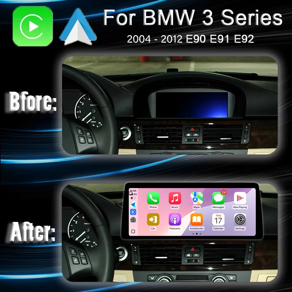12inch QLED Touch Screen For BMW 3 Series E90 E91 E92 CCC CIC System CarPlay GPS Navi Andr
