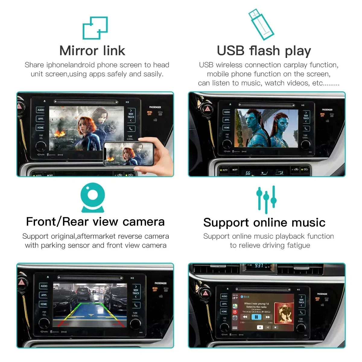 2025 New Wireless Carplay Android Auto For Toyota RAV4 Corolla Tacoma Camry CHR Tundra Hig