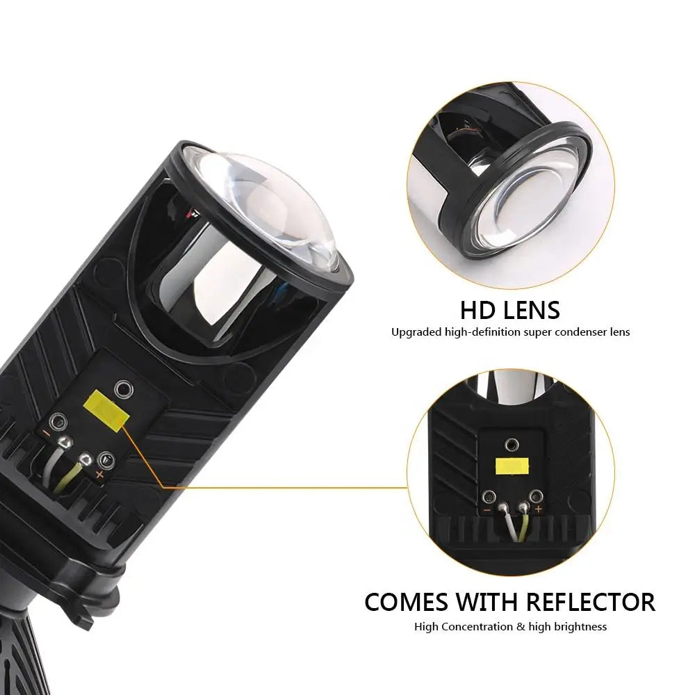 H4 LED Projector Mini Lens Headlight Canbus 22000LM High Low Beam Car Motorcycle Dual Proj