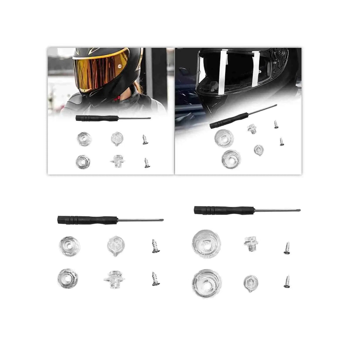 Sturdy Clear Anti Fog Insert Pins Portable Screwdriver Set for Motorcycle Helmet Visor Accessory - Automotive LED Light