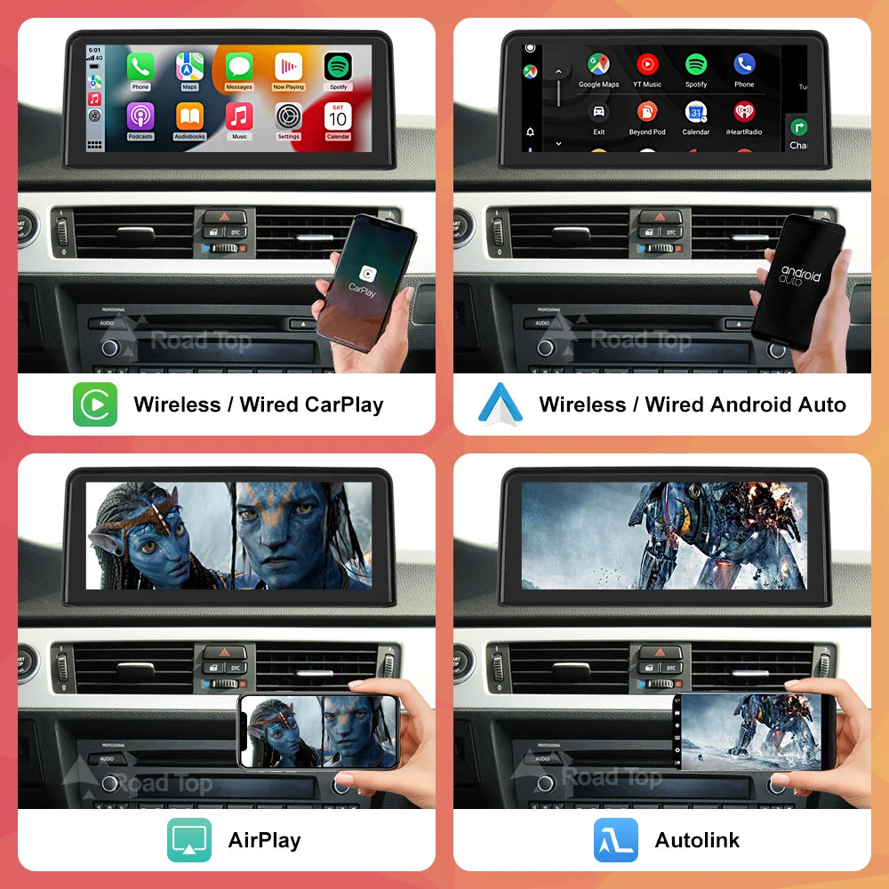 Road Top Wireless CarPlay Android Auto Car Multimedia Display Screen for BMW 3 E90 E91 E92 | AUTOKITSHOP