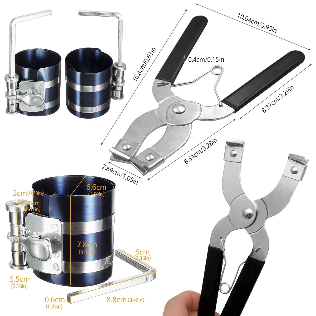 Piston Ring Installer Piston Ring Plier 53-175mm Piston Ring Compressor Tool Car Engine Vehicle  - Automotive LED Light
