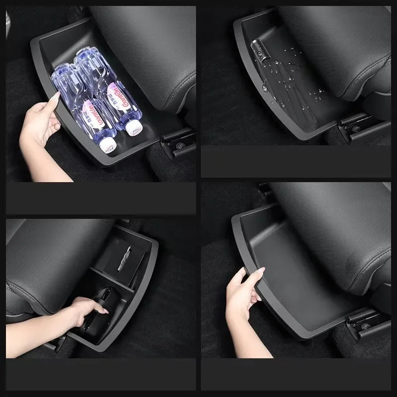 TPE Under Seat Storage Box Drawer For Tesla 2026 Model YL 6-Seat Front Rear Seat Lower Organizer - Automotive LED Light