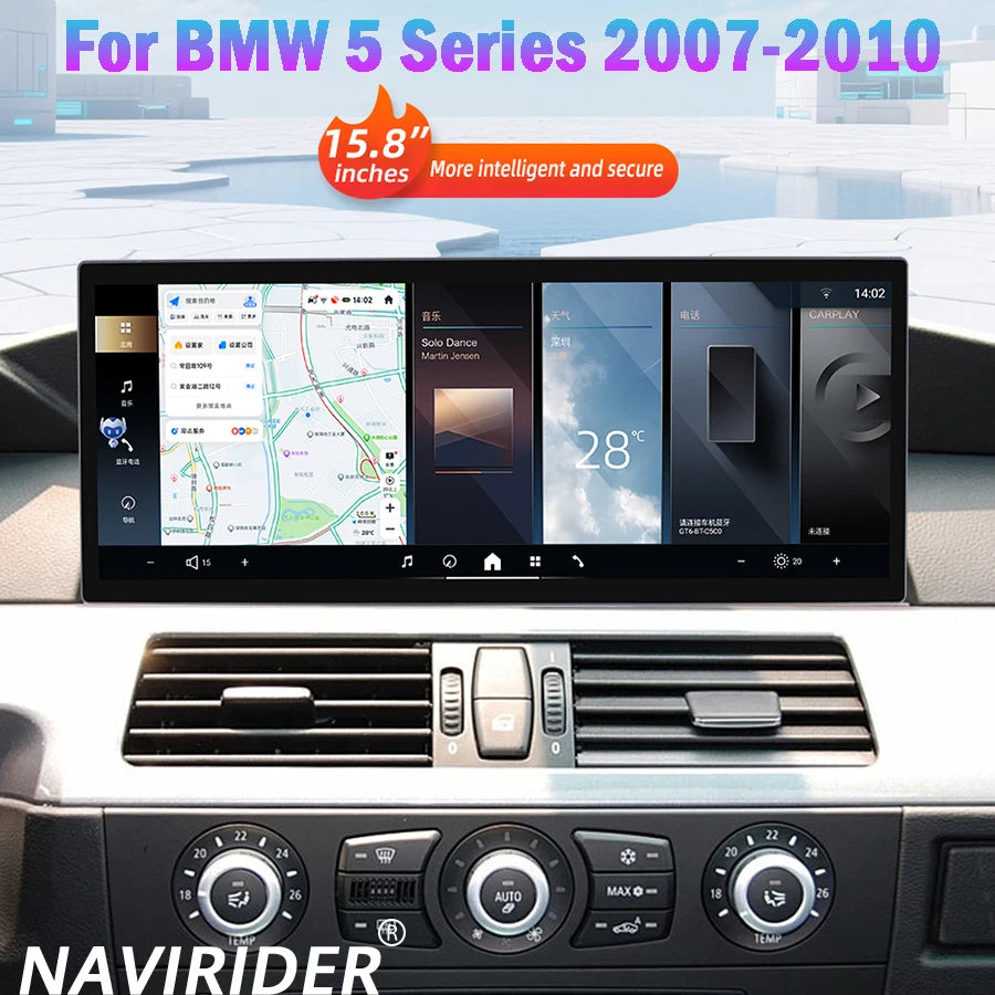 15.8Inch Android 15 DSP AHD Video Player Navi Stereo GPS Screen For BMW 5 Series 2007-2010