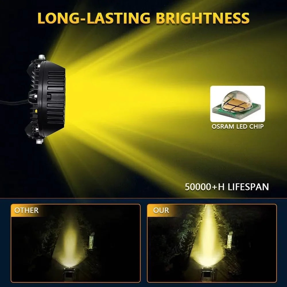 12V24V Yellow / White 3'' 5'' 7'' LED Car Headlight DRL Lamp Jeep Spot light For Truck ATV