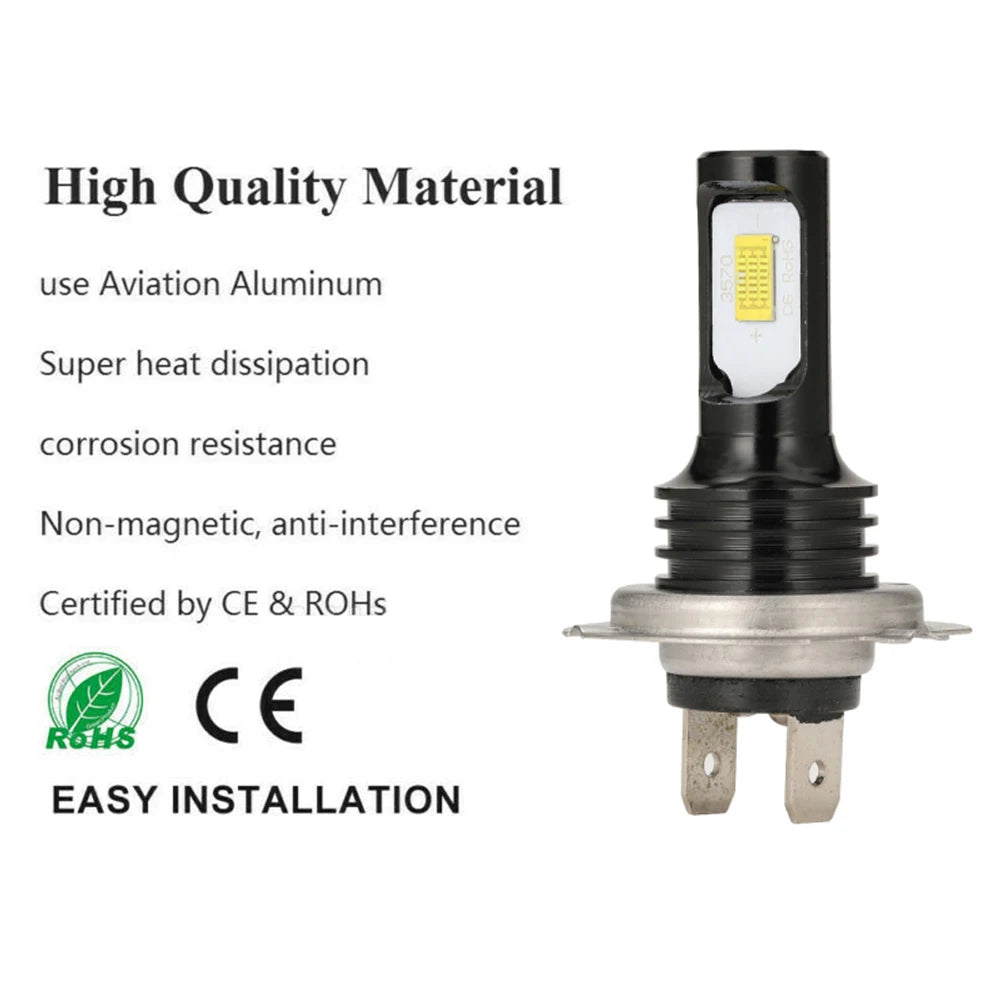 2Pcs H4 H7 LED Car Headlight H11 H8 H9 Car Fog Light 9005 HB3 9006 HB4 H1h3 H16JP Led Lamp Day DRL Light Auto 6000K 12V 24V